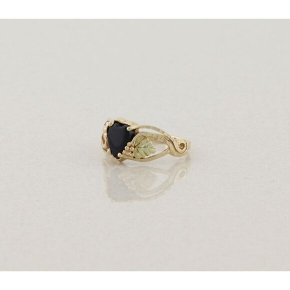 10k Yellow Gold Black Onyx Heart Black Hills Gold Ring Size 7 1/2 - Picture 5 of 7